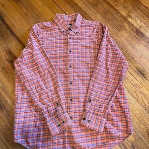 Orvis Men's Orange Plaid Flannel Shirt